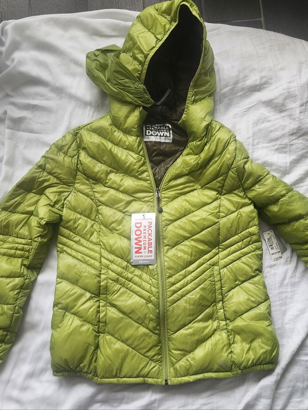 Xersion Lime Green Hooded Packable Puffer Jacket for Kids